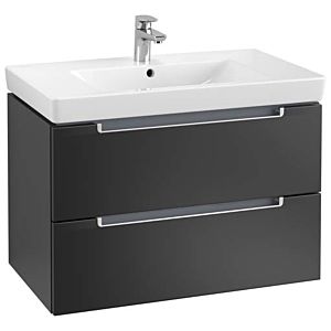 Villeroy & Boch Subway 2.0 Waschtisch-Unterschrank A69600PD 78,7x52x44,9cm, 2 Auszüge, Griff silbermatt, black matt lacquer