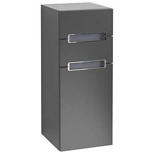 Villeroy und Boch Subway 2.0 Seitenschrank A7120RPD 35,6x85,7cm, links, Griff silbermatt, silbergrau, black matt lacquer