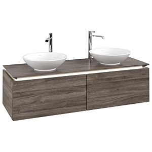 Villeroy and Boch Legato vanity unit B591L0RK 140x38x50cm, for 2 Basin Fixing Kit , with LED lighting, Stone Oak