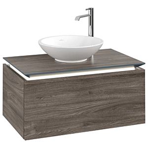 Villeroy und Boch Legato Waschtischunterschrank B601L0RK 80x38x50cm, Waschtisch mittig, mit LED-Beleuchtung, Stone Oak