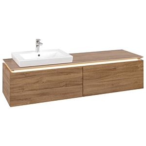 Villeroy und Boch Legato Waschtischunterschrank B688L0RH 160x38x50cm, Waschtisch links, mit LED-Beleuchtung, Kansas Oak