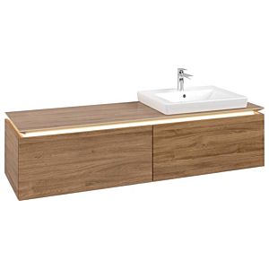 Villeroy und Boch Legato Waschtischunterschrank B690L0RH 160x38x50cm, Waschtisch rechts, mit LED-Beleuchtung, Kansas Oak