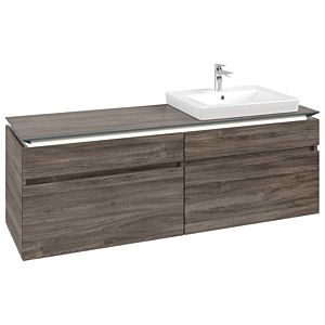 Villeroy und Boch Legato Waschtischunterschrank B691L0RK 160x55x50cm, Waschtisch rechts, mit LED-Beleuchtung, Stone Oak