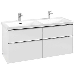 Subway 3.0 Villeroy et Boch vasque C568L0VE 127,2x56,6x47,8cm, avec LED / poignée aluminium brillant, blanc brillant