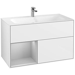 Villeroy und Boch Finion Waschtischunterschrank F030GJGF 99,6x59,1x49,8cm, Regal links Light grey matt, Glossy white lacquer