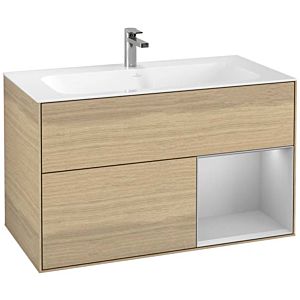 Villeroy und Boch Finion Waschtischunterschrank F040GJPC 99,6x59,1x49,8cm, Regal rechts Light grey matt, Oak Veneer