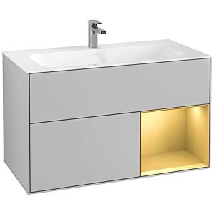 Villeroy und Boch Finion Waschtischunterschrank F040HFGJ 99,6x59,1x49,8cm, Regal rechts Gold matt, Light grey matt