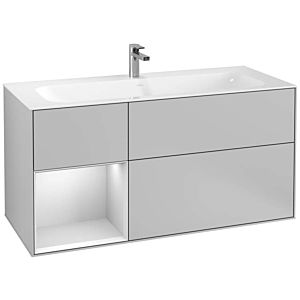 Villeroy und Boch Finion Waschtischunterschrank F060MTGJ 119,6x59,1cm, Regal links White matt lacquer, Light grey matt