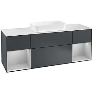 Villeroy und Boch Finion Waschtischunterschrank F331GJHG 160x60,3cm, Abdeckplatte white matt, Regale Light grey matt lacquer, Midnight Blue Matt Lacquer