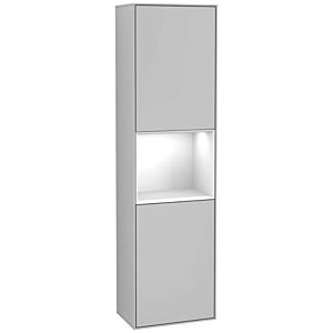 Villeroy und Boch Finion Hochschrank F460GFGJ 41,8x151,6x27cm, links, Regal Glossy white lacquer, Light grey matt