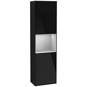 Villeroy und Boch Finion Hochschrank F460GJPH 41,8x151,6x27cm, links, Regal Grey Matt Lacquer, Glossy Black Lacquer