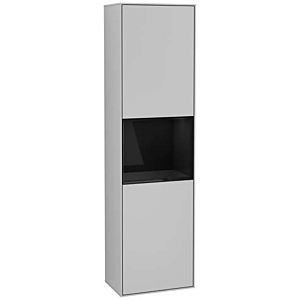 Villeroy und Boch Finion Hochschrank F460PHGJ 41,8x151,6x27cm, links, Regal Glossy Black Lacquer, Light grey matt