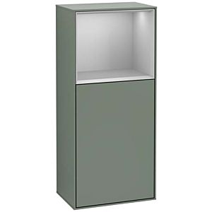 Villeroy and Boch Finion side cabinet F500GJGM 41.8x93.6x27cm, left, shelf above Light Grey Matt , Olive Matt Lacquer