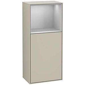 Villeroy and Boch Finion side cabinet F500GJHH 41.8x93.6x27cm, left, shelf above Light Grey Matt , Sand Matt Lacquer