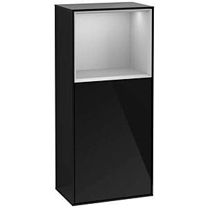 Villeroy and Boch Finion side cabinet F500GJPH 41.8x93.6x27cm, left, shelf above Light Grey Matt , Glossy Black Lacquer