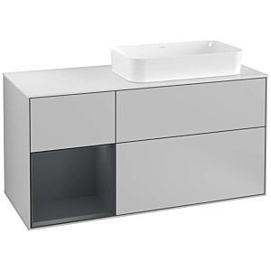 Villeroy und Boch Finion Waschtischunterschrank G271HGGJ 120cm, Abdeckplatte white matt, Emotion, Regal links Midnight Blue Matt Lacquer, Light grey matt