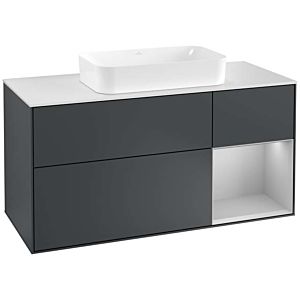 Villeroy und Boch Finion Waschtischunterschrank G301GJHG 120cm, Abdeckplatte white matt, Emotion, Regal rechts Light grey matt, Midnight Blue Matt Lacquer