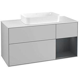 Villeroy und Boch Finion Waschtischunterschrank G301HGGJ 120cm, Abdeckplatte white matt, Emotion, Regal rechts Midnight Blue Matt Lacquer, Light grey matt