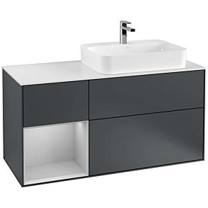 Villeroy und Boch Finion Waschtischunterschrank G391GJHG 120cm, Abdeckplatte white matt, Emotion, Regal links Light grey matt, Midnight Blue Matt Lacquer