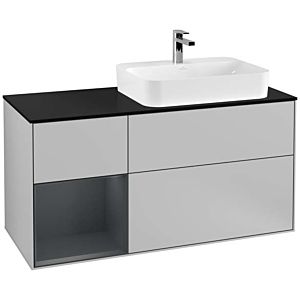 Villeroy und Boch Finion Waschtischunterschrank G392HGGJ 120cm, Abdeckplatte black matt, Emotion, Regal links Midnight Blue Matt Lacquer, Light grey matt