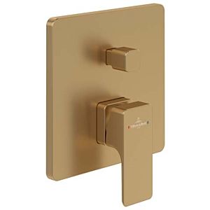 Villeroy and Boch Subway 3.0 trim set TVS11200300076 concealed single lever bath mixer, with diverter, wall mounting, brushed gold