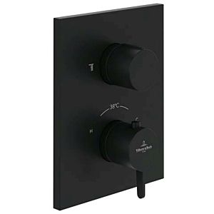 Set de finition Villeroy et Boch Conum TVS127001000K5 thermostat encastré avec réglage du volume unidirectionnel, montage mural, noir mat