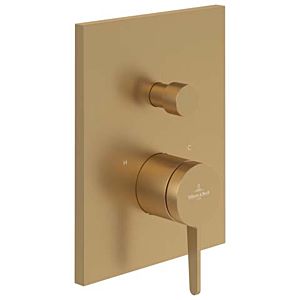 Villeroy and Boch Conum trim set TVT12700100076 concealed single lever bath mixer, with diverter, wall mounting, brushed gold