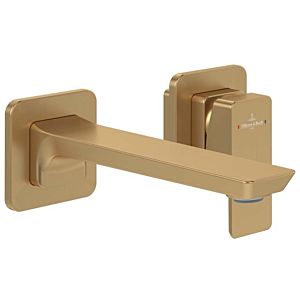 Villeroy and Boch Subway 3.0 two-hole single lever basin mixer TVW11200700076 fixed spout, without pop-up waste, wall mounting, brushed gold
