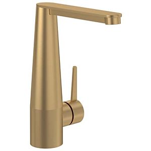 Villeroy and Boch Conum single lever basin mixer TVW12700400076 with push-open waste set, brushed gold