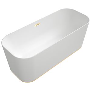 Villeroy et Boch Finion baignoire îlot rectangulaire 177FIN7N300V3RW 170 x 70 cm, arrivée d&#39;eau, Emotion, pierre blanc, or