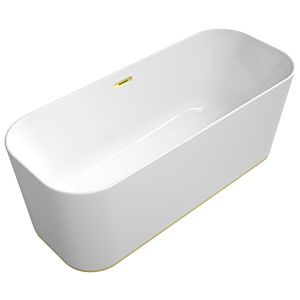 Villeroy & Boch Finion freistehende Badewanne 177FIN7A300V101 170x70cm, Emotion, Design-Ring, weiß, gold