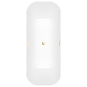 Villeroy und Boch Finion Rechteck-Freistehwanne 177FIN7N3BCV1RW 170 x 70 cm, Wasserzulauf, Design-Ring, Schürze Colour on Demand, stone white, gold