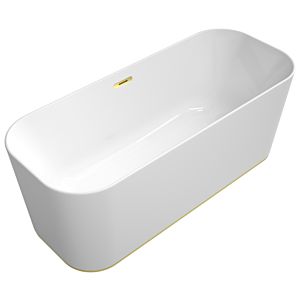 Villeroy & Boch Finion freistehende Badewanne 177FIN7N3BCV101 170x70cm, Wasserzulauf, Design-Ring, Schürze Colour on Demand, weiß, gold