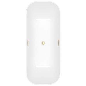 Villeroy und Boch Finion Rechteck-Freistehwanne 177FIN7N3BCV2RW 170 x 70 cm, Wasserzulauf, Design-Ring, Schürze Colour on Demand, stone white, gold