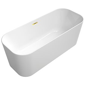 Villeroy & Boch Finion freistehende Badewanne 177FIN7N3BCV301 170x70cm, Wasserzulauf, Schürze Colour on Demand, weiß, gold