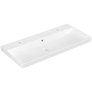 Villeroy and Boch Avento furniture washbasin 4156A4RW 100 x 47 cm, 2 tap holes, with overflow, stone white C-plus