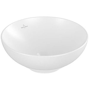 Villeroy et Boch Loop &amp; friends Lavabo à poser 4A4500RW d = 38cm, sans plage de robinetterie, avec trop-plein, Stone White C-plus