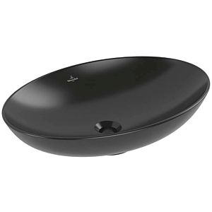 Villeroy and Boch Loop &amp; friends countertop washbasin 4A4800S5 62x42cm, oval, without tap hole bank, with overflow, ebony C-plus