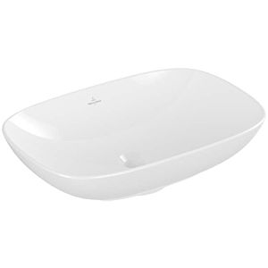 Villeroy et Boch Loop &amp; friends Lavabo à poser 4A4900R1 56x38cm, sans plage de robinetterie, avec trop-plein, blanc C-plus