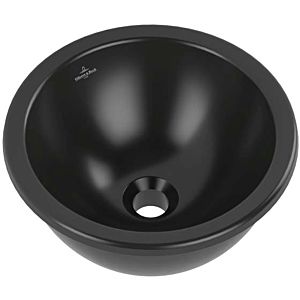 Villeroy and Boch Loop &amp; friends undermount washbasin 4A5101S5 round, without tap hole bench, without overflow, Ø 33 cm, Ebony C-plus