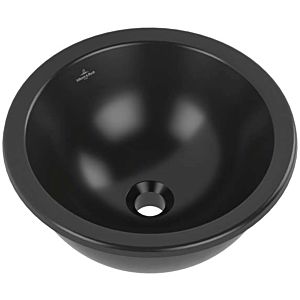 Villeroy and Boch Loop &amp; friends undermount washbasin 4A5200S5 round, without tap hole bank, with overflow, Ø 38 cm, Ebony C-plus