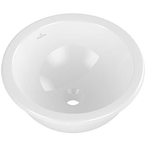 Villeroy and Boch Loop &amp; friends undermount washbasin 4A520101 round, without tap hole platform, without overflow, Ø 38 cm, white