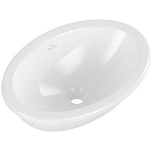 Villeroy and Boch Loop &amp; friends undermount washbasin 4A5300R1 oval, without tap hole bank, with overflow, 43 x 28.5 cm, white C-plus