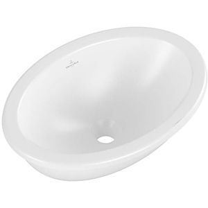 Lavabo sous plan Villeroy et Boch Loop &amp; friends 4A5301RW ovale, sans rangée de trous pour robinetterie, sans trop-plein, 43 x 28,5 cm, blanc pierre C-plus