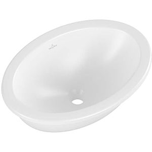 Villeroy et Boch Loop &amp; friends 4A5400RW ovale, sans rangée de trous pour robinetterie, avec trop-plein, 48,5 x 32,5 cm, blanc pierre C-plus