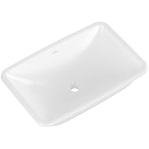 Villeroy et Boch Loop &amp; friends 4A5800RW sans rangée de trous pour robinetterie, avec trop-plein, 61,5 x 39 cm, blanc pierre C-plus