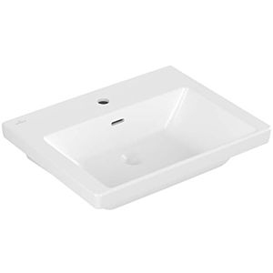 Villeroy et Boch Subway 3.0 lavabo 4A706GRW 60x47cm, dessous - de - chaussée, avec 2000 trou de coulée / avec trop - plein, pierre blanche C-plus