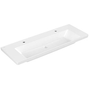 Villeroy and Boch Subway 3.0 vanity unit 4A70D101 130x47cm, with 2 tap holes/without overflow, white