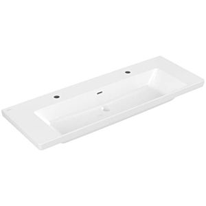 Villeroy and Boch Subway 3.0 vanity unit 4A70D401 130x47cm, with 2 tap holes/with overflow, white