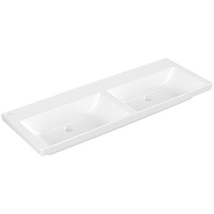 Villeroy und Boch Subway 3.0 Schrank-Doppelwaschtisch 4A71D301 130x47cm, ohne Hahnloch/ohne Überlauf, weiß